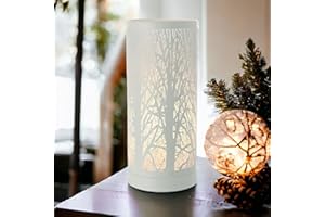 ASTIN OF LONDON Scented Oil Burner and Wax Tart Melter Touch Control Aroma Fragrance Diffuser Lamp with White Forest Tree Silhouette Design