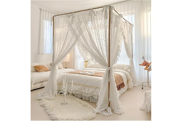 ERHTGUO Sommarprincess myggnät utan ram romantisk tre dörrar spets sänggardin heminredning (färg 05, 1,8 x 2,2 m säng)