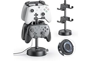 doenci Controller Halter 2 Ebenen für 4 PS5 PS4 Nintendo Switch Xbox Gaming Controller, Kopfhörer Ständer Controller Halterung mit Saugnapfbasis, Headset Ständer für Playstation 5 Game Controller