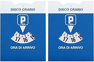 PAIF 2 Pezzi x Disco Orario Auto Europeo Unificato - 15x12 CM Parchimetro Disco Orario Italiano x Auto e Moto - Accessori Auto Interno - Disco orario Auto con Busta Protettiva in PVC