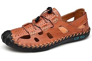 ZHNSHM Sandales Homme Cuir Randonnée Fermées Extérieur chaussures de plage de sport