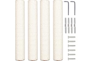 Pinkgarden 4 Stück 39,9 cm Katzenkratzbaum Ersatz - Natürliches Sisalseil Kratzstangen mit M8 Schrauben für Indoor Cat Tower Erneuerung Teile, Einfach zu Montieren Katzenmöbel Nachfüllteile (Weiß)