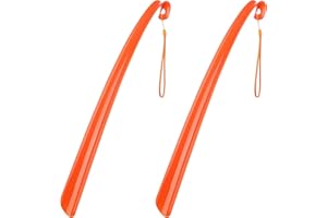DK177 2-Stück Schuhlöffel, Schuhlöffel Lang 17"/43cm - Ergonomisches Design - Superstarker Kunststoff, Bequem und Leicht zu Verstauen, Geeignet für EU Männer, Frauen, Senioren und Kinder (Orange)
