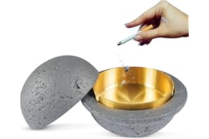 TUNDWHITE Lune Cendrier de cigarette Avec Couvercle en Béton Extérieur et Intérieur Cendrier Décoratif petit Rond Géométrie Moderne Design Ø 11 cm x 10 cm
