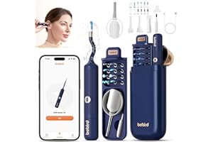LAYHOU Otoscopio, 1080P Pulizia Orecchie con Telecamera, Detergente per le Orecchie Con 6 luci LED, Pulitore auricolare Wi-Fi a 360° con pinzette, design impermeabile IP67, adatto per iOS e Android