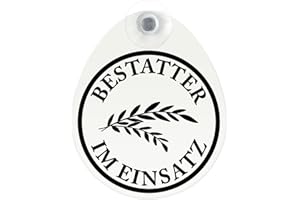 KAUFDEINSCHILD Schild, Autoschild Bestatter im Einsatz Dienst mit Saugnapf, 1,5mm wetterfestes Material 100 x 120 mm groß