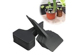 SOPWMAP 100 Piezas Negro Etiquetas para Plantas de Tipo T de Marcadores de Jardín en Plástico Impermeable, 10 x 6 cm con Área de Escritura de 6 x 3 cm, Incluye Rotulador Resistente al Agua y al Sol