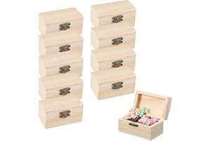 Huamirra Holzkiste Klein, 10 Stück Schatztruhe Truhe, Mini Schatztruhe aus Holz, Schmuckkästchen Selber, Schatzkiste mit Deckel, Geeignet Zum Aufbewahren Und Dekorieren