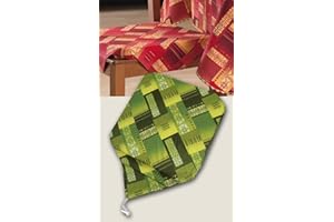 Confezioni Giuliana 6 COPRISEDIA CON ALETTA PACHWORK POUFF QUADRATO SEDIA CUCINA MODERNO (VERDE)