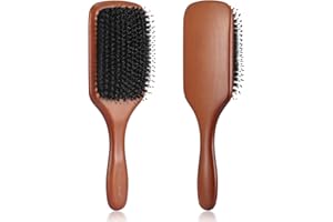 BESTOOL Cepillo de pelo con cerdas de jabalí con alfiler de nylon, uno de los mejores cepillos para el pelo para mujeres, hombres o niños, pelo largo grueso y rizado (Piazza)