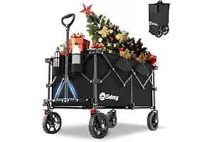 ‎SEKEY Sekey XXL Plus Bollerwagen Faltbar 200L 200KG Tragkraft, Faltbarer Bollerwagen Geländetauglich mit Bremsen, Handwagen Patentiert Klappbar aus Vier Richtungen, XXL-PlusG 4010, Tiefschwarz