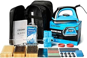 XCMAN Complete Ski Snowboard Tuning Set Waxing Combo with Waxing Iron, Ski Wax, Side Base Edge Tuner, Ptex Base Repair, Gummy Stone, Diamond Stones for Ski Snowboard EdgeTuning