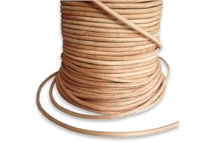 Auroris Cordon en Cuir Rond Naturel Ø 1,5 mm Rouleau de 25 mètres