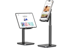 NULAXY Handy Ständer: Höhenverstellbar Tisch Handy Halterung Halter für Schreibtisch Kompatibel mit iPhone 16 15 14 13 12 11 Plus Pro Max Xs Xr X 8, alle 4-8 Zoll Handys - Schwarz