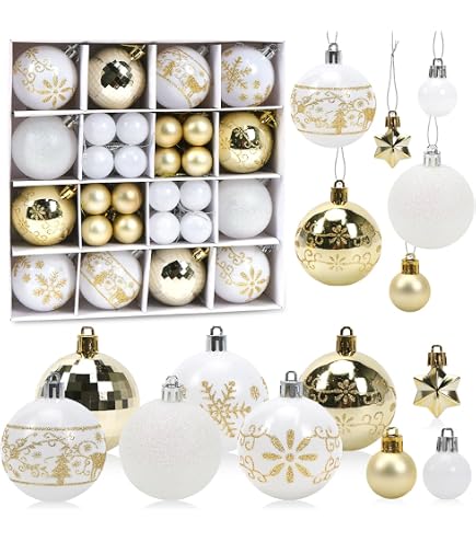 9 Palline Di Natale Infrangibili In Plastica 8 Cm - Bianco - Set Decorazioni Per Albero E Ghirlande