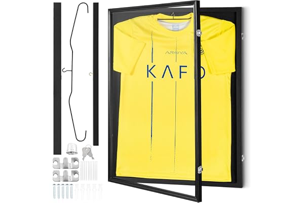 VEVOR Jersey display ramfodral, 61 x 81 x 3,8 cm, stor låsbar sport jersey skugglåda med 98 % UV-skydd PC-glas och hängare, för baseball basket fotboll hockeyskjorta och uniform