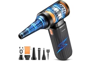 ‎KOTOPA Kotopa Elektrische Staubgebläse, 3 Gang 200000 RPM Electric Air Duster mit 8000 mAh Akku Ultraleise Druckluft für PC Reinigungsset, Tastaturen, Autos und Außenbereich (Schwarz)