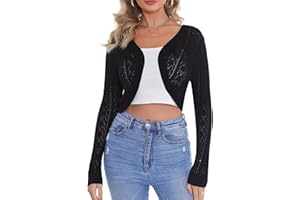 Aottori Coprispalle Donna Elegante Bolero a Maniche Lunghe Cardigan Corto Estivo Bolerino Leggero Shrug Aperto Primavera per Cerimonia Matrimonio Festiva