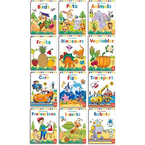 Colouring Books: Pack of 12 Copy Colour Books For Children | Premium Paper Quality | Wonder House Books