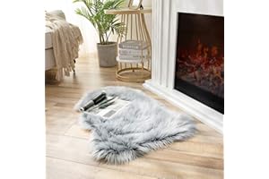 JXLOULAN Faux Lammfell Schaffell Flauschig Teppich 50 x 80 cm Nachahmung Wolle fellteppich Weiche Longhair Fell Bettvorleger Sofa Matte (Grau)