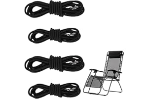 VXIWSCY Kit de 4 Lacets Élastiques de Remplacement pour Chaises Inclinables, Fauteuils Relax et Chaises Pliantes - Cordes Universelles pour Chaise à Gravité Zéro, 2 Longues (2,3 m) et 2 Courtes (1,45 m), Ins