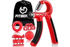 FitBeast Hand Grip Molla Avambraccio Gripper - Pacco da 5, Pinza per Avambracci Attrezzi, Attrezzo per Esercitare Le Dita, Finger Stretcher, Anello per Esercizi & Palla Antistress per Atleti