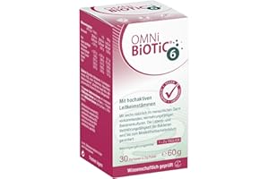 ‎OMNI BIOTIC OMNi BiOTiC 6 | Der tägliche Begleiter für ein gutes "Bauchgefühl" | Für jeden Tag und jedes Alter geeignet | 30 Portionen (60 g) | 6 Bakterienstämme | Pulver | Mit Inulin | Vegan | Glutenfrei