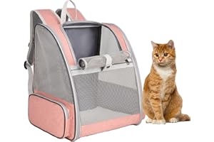 YUOCT Cat Backpack Carrier, Full Ventilation Pet Carrier Backpack for Cats and Small Puppy, Airline Approved Cat Carrying Backpack for Travel and Hiking (Pink)
