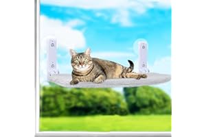 QIEERXI Cat Window Bed - Foldable Cordless Cat Window Hammock Perch with 4 Strong Suction Cups, Reversible Washable Cover Hammock Bed for Indoor Glass Windows and Interior Walls, Supports 18KG (52x30CM)