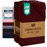 Utopia Bedding Set of 2 Fitted Sheet 90 x 200 cm &ndash; Burgundy &ndash; (90 cm) | Oeko Tex Certified - Deep Pocket - Brushed Microfiber