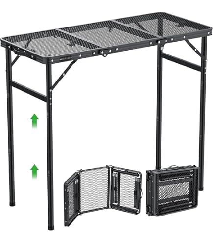 FUNYKICH 3ft lage opvouwbare picknicktafel (87x40x26cm), dikkere aluminium poten strandtafel met handvat en draagtas, lichtgewicht kleine campingtafel voor picknick strand camping feest, zwart