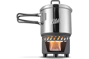Esbit Set de cocina para combustible seco, 585ml, acero inoxidable, tamaño empaquetado compacto, aire libre, acampada, deporte