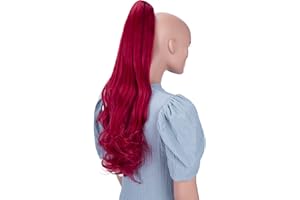 CAISHA by PRETTYSHOP 60cm Voluminoso Posticcio Per Capelli Violet Con Pinza Capelli Coda Capelli Per Donna Ondulato Rosso H514
