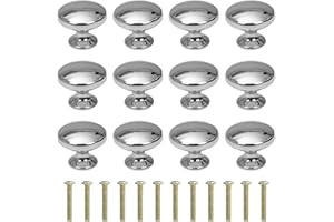 MengH-SHOP Perillas de Gabinete Redondas Perillas de Cajón 30mm Tiradores de Muebles Perilla de la Puerta con Tornillo Perillas Manijas para Armario Cajón Aparador Cocina 12 Piezas Plata