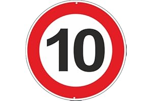 ‎PUBBLIMANIA Pubblimania Maximale Geschwindigkeit 10 km Verkehrsschilder aus Aluminium, rund, 3 mm dick, für den Außenbereich Ø 30 (maximale Geschwindigkeit 10 km)