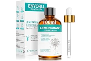 ENYORLI olejek eteryczny z trawy cytrynowej, 100 ml, naturalny olejek eteryczny do włosów, skóry, dyfuzora aromatu, aromaterapii i perfum DIY