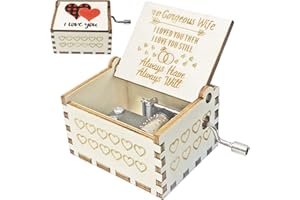 sakruda Wood Music Box for Wife,Gift from Husband to Wife,Hand-Crank You Are My Sunshine Melody Musical Box,Laser Engraved Wooden Handmade Antique Gift to Wife on Valentine’s Day,Birthday,Anniversary