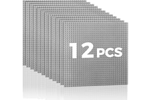 Lekebaby Classic Baseplates Building Base Plates for Building Bricks,10" x 10" Baseplates 100% Compatible with Major Brands,Pack of 12,Grey