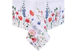 Yrendenge Nappe à fleurs - Printemps été - Nappe de jardin - Lavable - Imperméable - Pour jardin, pique-nique, fête, jardin, salon, 140 x 140 cm