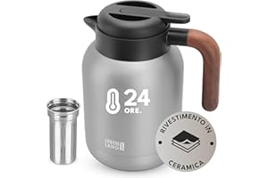 LEBENLANG Thermos caffe 1,5 litri - Rivestimento ceramico & senza BPA I 24 ore al caldo & Incl. filtro da tè I Termos caffè Caraffa termica Termus per te caldo grande bevande calde Teiera acqua fredda