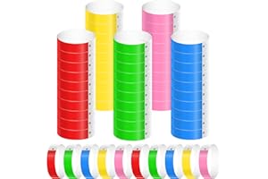 KINBOM 500 Pcs Paper Wristbands for Events, Waterproof Neon Wristbands Colorful Wrist Party Bands Entrance Wristbands Paper Bracelets for Events Music Festival Concert Contest (5 Colors)