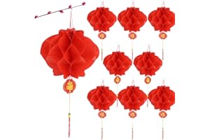 BHGT 20 Farolillos Chinos de Papel 18cm Faroles Rojos Linternas Colgantes para Decoración Chinese Newyear Año Nuevo Chino Boda Fiesta