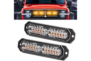 OPP ULITE 2pcs Lumières stroboscopiques d'urgence Ambre lumières clignotantes LED lampes de balise d'avertissement de danger 12/24V pour voiture Camion Remorque (CB-02)