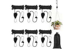 NUTKIT 6 Pack Tent Guy Ropes, 4 mm Ratchet Guy Ropes with Rope Tensioner, 4 M Portable Adjustable Fix Camping Rope, Tent Guide Guyline Ropes for Camping, Hiking, Awning, Grow Lights(with Storage Bag)