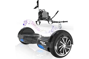 MEGA MOTION Hoverboards with go kart, Self Balance Hoverboards 6.5 Inches with Hoverkart for kids, with Bluetooth Speaker and LED Lights,Gift for Kids