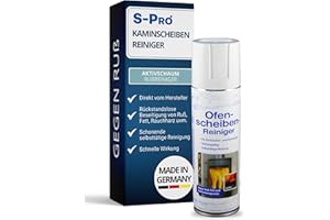 ‎S-PRO S-PRO Kamin- & Ofenscheiben-Reiniger Aktivschaum 300 ml Spray I Effektive Ruß-, Rauchharz- & Fettentfernung I Schnell, Einfach & Ohne Schrubben I Ideal für Kachelofen, Kaminglas & Backofen