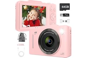 BEMKIA Digital Camera 4K, 48MP Compact Digital Cameras with 64G SD Card, 16X Digital Zoom | 2.8" Large Screen | 2.8" Large Screen, Autofocus FHD Vlogging Camers for Kids Beginners Teens