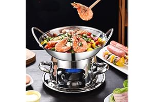 ‎DZAY Fondueset Brennpaste Kocher Campingkocher mit Topf,Tragbare Spirituskocher für Innenräume Campingkocher Fondue Camping Kocher Campingherd Ohne Gas und Strom für Käsefondue,Schokofondue,Ölfondue