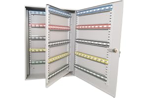 ‎LEOMAR LEOMAR Key Cabinet, Key Cabinet with 200 Hooks, Key Box Made of Sheet Steel, with Adjustable Hook Rails, Organiser for Wall Mounting, Lockable, with Mounting Material, 12 x 39 x 52 cm