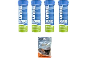 VPOINT LEISURE NUUN Sport Electrolytes Hydration Tablets - 4 Tubes of Electrolyte Tabs (40 Total Tablets) Bundled with A Pack of Elastic No-tie Reflective Shoe Laces (Lemon Lime)